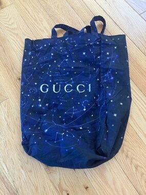 Gucci Navy and White Constellation Canvas Tote